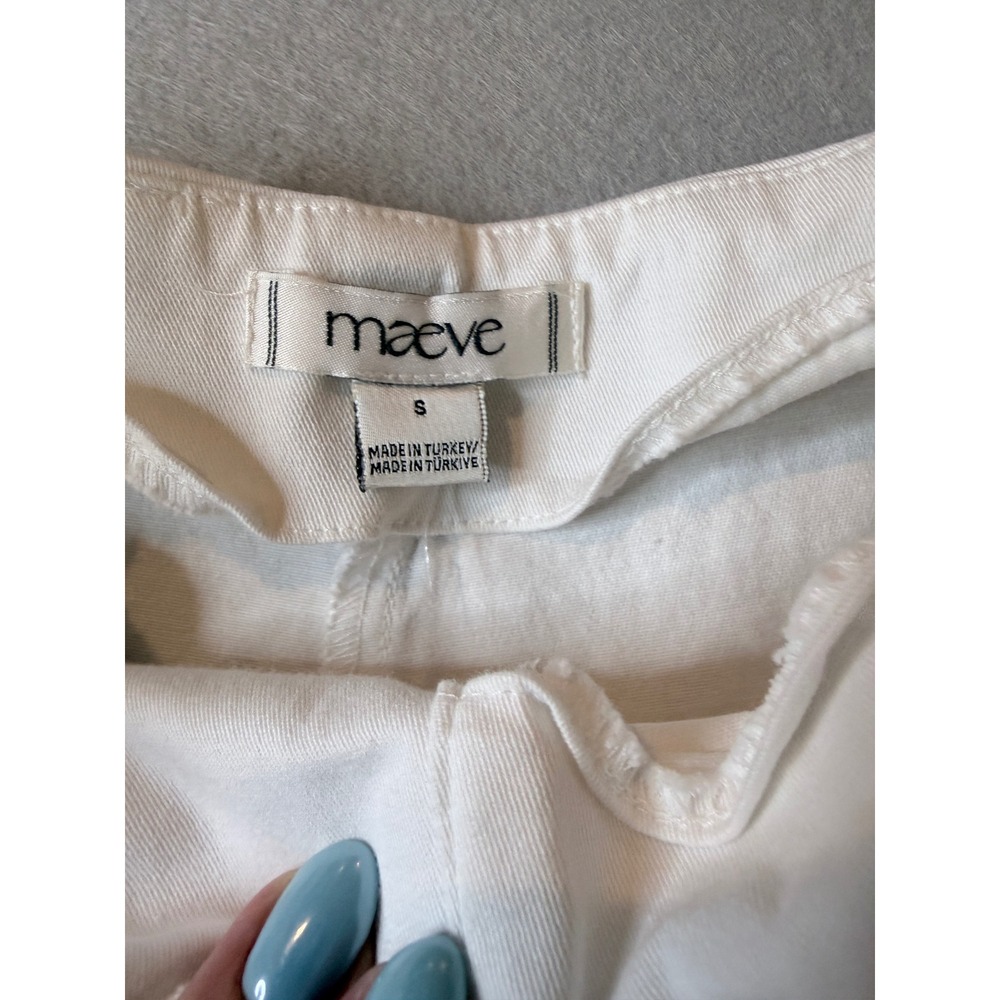 Maeve Anthropologie White Pleated Wide Leg Cuffed Shorts Small - Picture 3 of 6